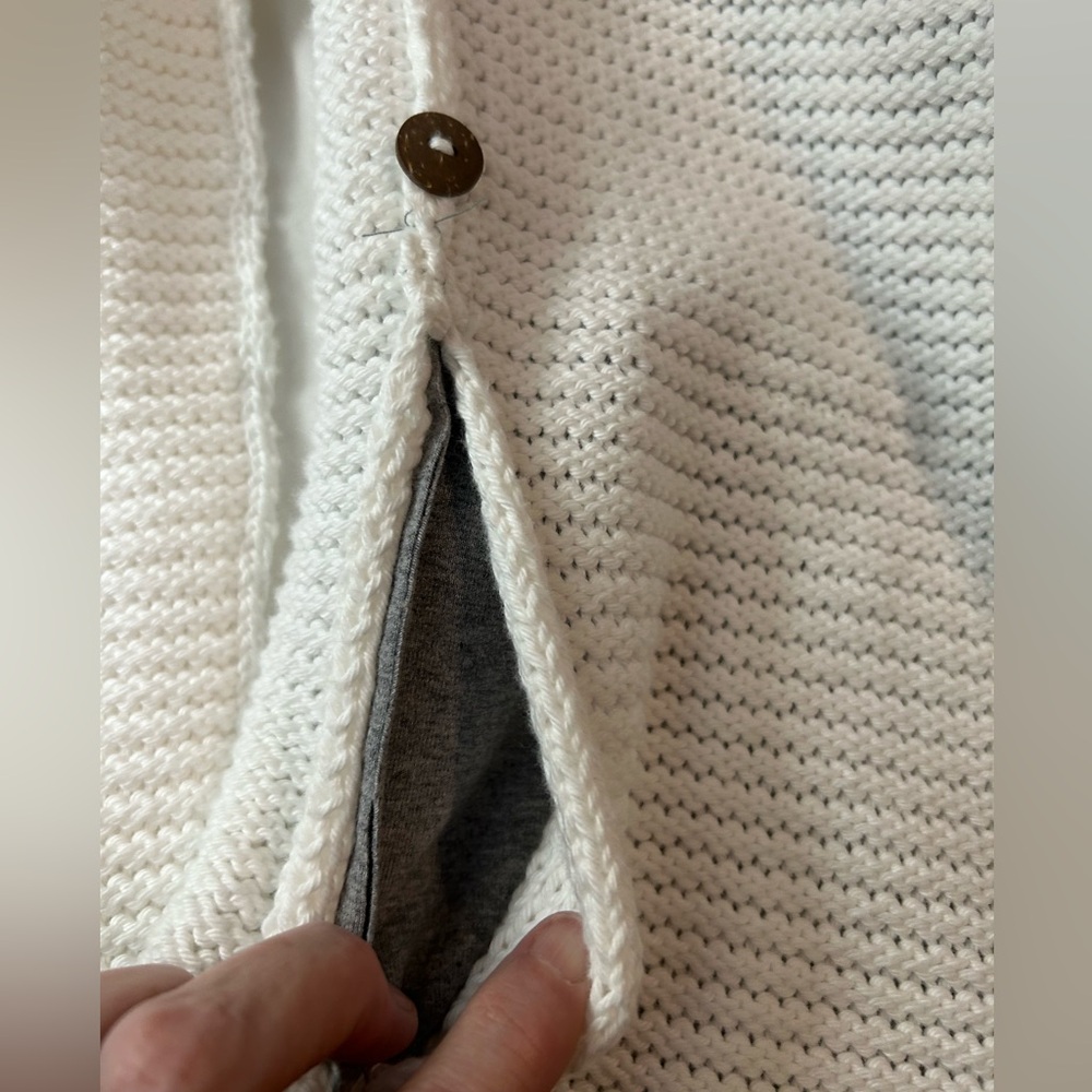 PURE Cotton Handknit Chunky White Button Cardigan Sweater Hoodie S/M‎ - Picture 5 of 9